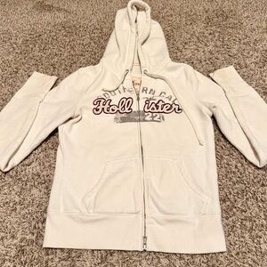 Hollister Cream Fitted Zip-Up Jacket